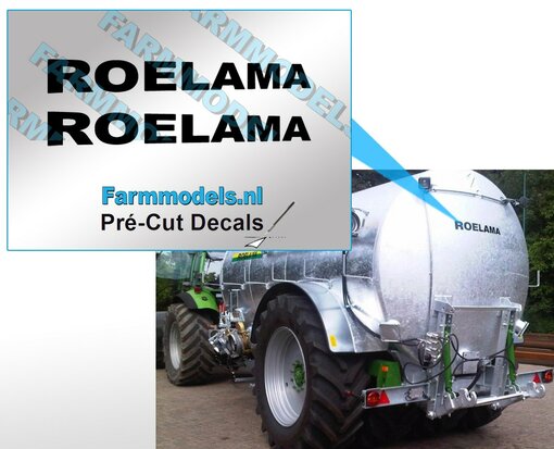2x Roelama stickers 5 mm hoog zwart op transparant, 1:32 Farmmodels.nl