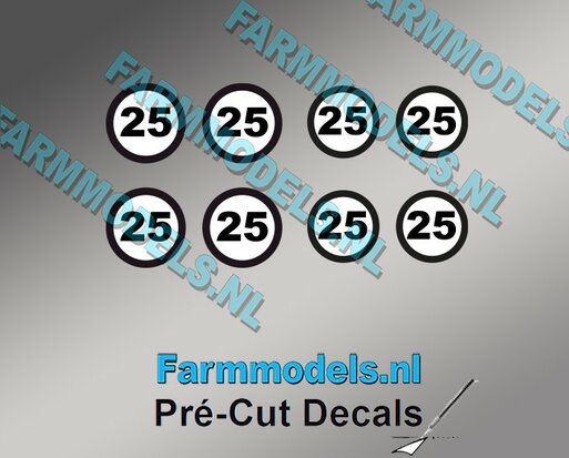 25 KM Borden stickers Ø 6.6mm - Ø 7.3mm Pré-Cut Decals 1:32 Farmmodels.nl