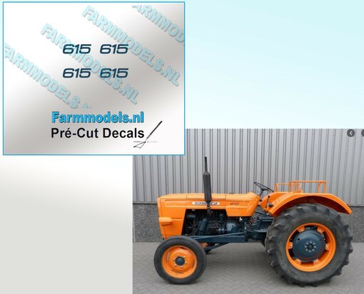 4x "615" afbeelding in blauw 2 mm hoog Pré-Cut Decals 1:32 Farmmodels.nl