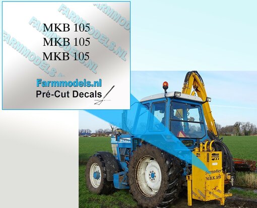 3x "MKB 105" afbeelding in zwart 3 mm hoog Pré-Cut Decals 1:32 Farmmodels.nl