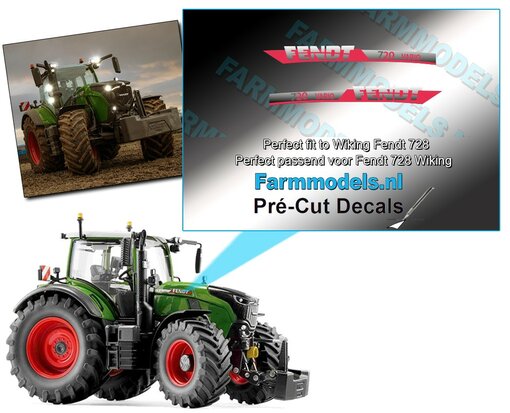 FENDT 720 Vario Gen.7 stickers, geschikt voor Fendt 728 Wiking 7868 Pré-Cut Decals 1:32 Farmmodels.nl 