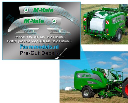 Fusion 4 PLUS met McHale logo - tbv zijkant- passende op de Fusion 3. Pré-Cut Decals 1:32 Farmmodels.nl