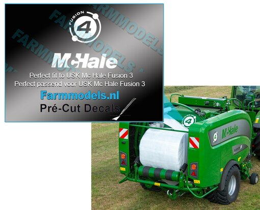 Fusion 4 met McHale logo - tbv binnenklep - passende op de Fusion 3. Pré-Cut Decals 1:32 Farmmodels.nl