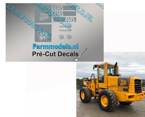 complete set voor JCB 441S op transparante folie. Pré-Cut Decals 1:32 Farmmodels.nl