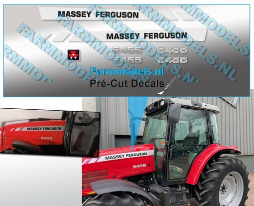 Massey Ferguson 5455 (OLD SERIES, rechte sticker) 38 x 2,75 mm. Pré-Cut Decals 1:32 Farmmodels.nl