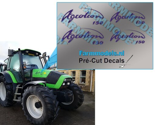 Deutz-Fahr Agrotron 150 logo, 23 x 9,8 mm en 19 x 8 mm. Pré-Cut Decals 1:32 Farmmodels.nl