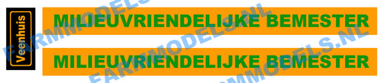 1x Veenhuis en 2x milieuvriendelijke bemester, 12 mm breed, 63 mm breed, Pré-Cut Decals 1:32 Farmmodels.nl