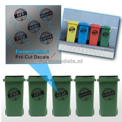 5x Kliko sticker zwart op transparante folie, 15 x 15mm. Pr&eacute;-Cut Decals 1:32 Farmmodels.nl