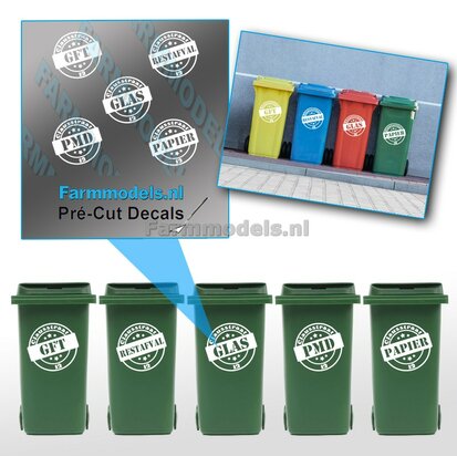 5x Kliko sticker wit op transparante folie, 15 x 15mm. Pr&eacute;-Cut Decals 1:32 Farmmodels.nl