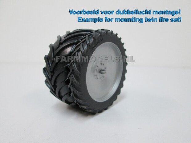 &Oslash; 62.5 x 27.7 mm: Fendt 924/ 926/ 930 Gen II &amp; Gen. III: 2x Brede Banden + ALUMINIUM velgen BLANK 1:32 Farmmodels Custom Line Series 926/ 930 Gen II en Gen. III 1:32  