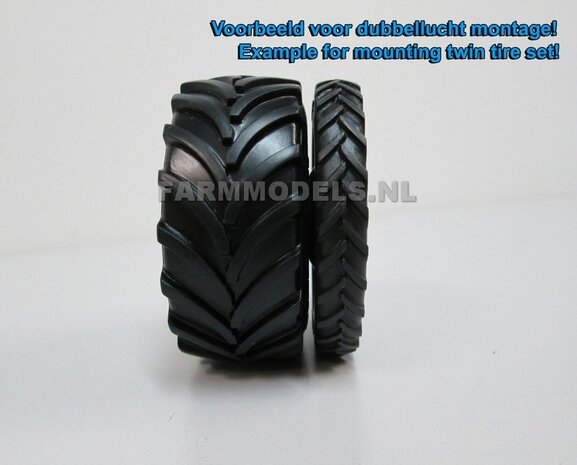 &Oslash; 62.5 x 27.7 mm: Fendt 924/ 926/ 930 Gen II &amp; Gen. III: 2x Brede Banden + ALUMINIUM velgen BLANK 1:32 Farmmodels Custom Line Series 926/ 930 Gen II en Gen. III 1:32  