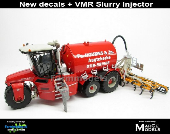 COMBISET: ND-VERVAET Hydro Trike XL, RED TANK + HOUMES LOGO + VMR VEENHUIS Bemester met verkruimelrollen 1:32 Marge Models  MM1819-HOUMES-5-COMBI