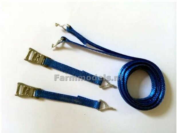 2 BLAUWE Spanbanden met 2 korte spanbanden + ratelsets  1:32 WM082 BLUE          