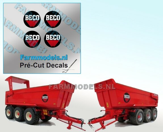 4x BECO logo &Oslash; 8 mm stickers/ Pr&eacute;-Cut Decals 1:32 Farmmodels.nl 
