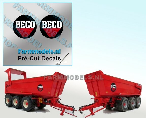 2x BECO logo &Oslash; 17 mm (Meest gebruikte grote voor zijkant kippers 1:32) stickers/ Pr&eacute;-Cut Decals 1:32 Farmmodels.nl 