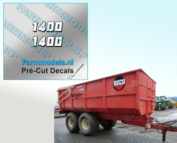 2x 1400 Witte cijfers met zwarte schaduw hoogte 4.3 mm stickers/ Pr&eacute;-Cut Decals 1:32 Farmmodels.nl 