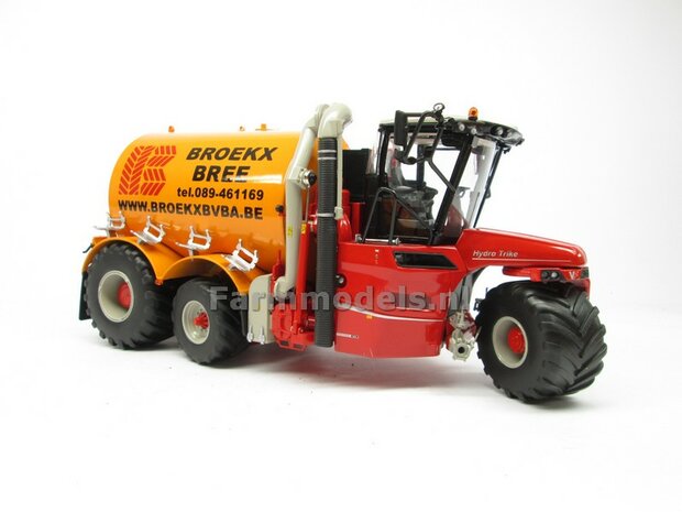 COMBISET: ND-VERVAET Hydro Trike XL, YELLOW TANK + BROEKX LOGO + VMR VEENHUIS Bemester met verkruimelrollen 1:32  MM1819-BROEKX-5-COMBI