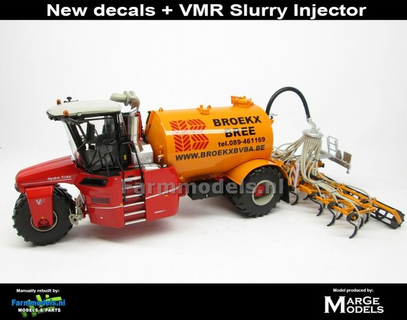 COMBISET: ND-VERVAET Hydro Trike + VEENHUIS Bouwlandbemester (Verkruimelrollen) YELLOW TANK + BROEKX LOGO 1:32 Marge Models  MM1819-BROEKX-3-COMBI