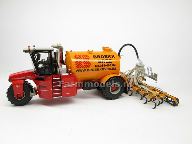 COMBISET: ND-VERVAET Hydro Trike + VEENHUIS Bouwlandbemester (Verkruimelrollen) YELLOW TANK + BROEKX LOGO 1:32 Marge Models  MM1819-BROEKX-3-COMBI