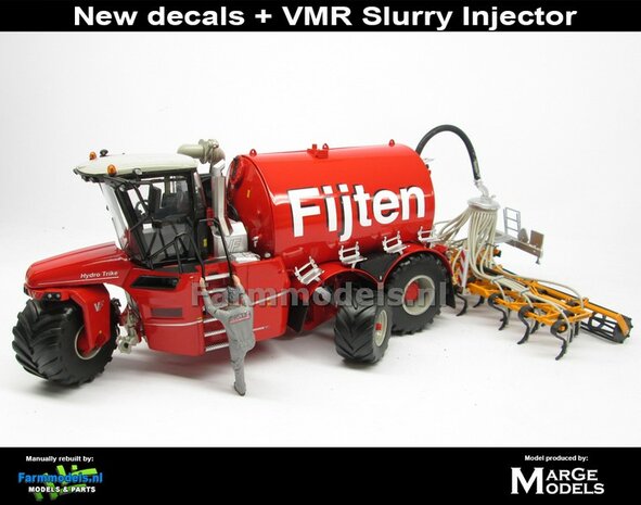 COMBISET: ND-VERVAET Hydro Trike XL, RED TANK + FIJTEN LOGO + VMR VEENHUIS Bemester met verkruimelrollen 1:32 Marge Models  MM1819-FIJTEN-5-COMBI