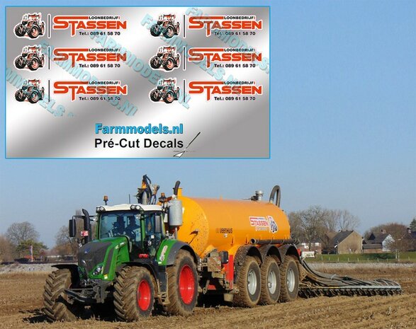 Stassen Loonbedrijf stickerset 6x 4.5 mm hoog op transparante folie Pr&eacute;-Cut Decals 1:32 Farmmodels.nl