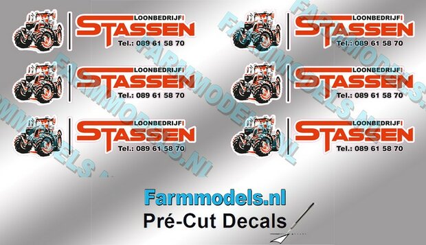 Stassen Loonbedrijf stickerset 6x 4.5 mm hoog op transparante folie Pr&eacute;-Cut Decals 1:32 Farmmodels.nl