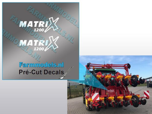 2x MATRIX 1200 stickers WIT op Transparant 5.8mm x 15mm Pr&eacute;-Cut Decals 1:32 Farmmodels.nl 