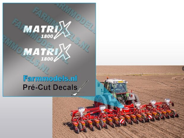 2x MATRIX 1800 stickers WIT op Transparant 5.8mm x 15mm Pr&eacute;-Cut Decals 1:32 Farmmodels.nl 