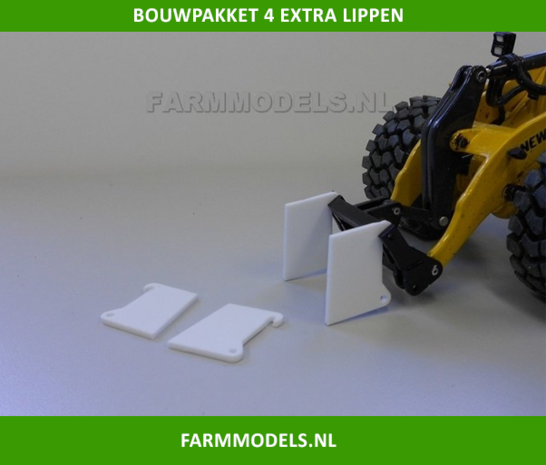 4 extra lippen t.b.v. aanbouw hulpstuk / bak, geschikt voor de snelwissels 55001 -55050 &amp; Volvo VAB-STD 1:32 