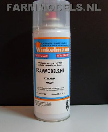 ZWART MATT / BLACK MATT Spuitbus / Spraypaint - Farmmodels series = Industrie lak, 400ml. ook voor schaal 1:1 zeer geschikt!!