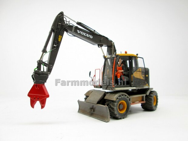 BOUWKIT Betonschaar/ Crusher ROOD OSHUMI FE500, geschikt voor S6/ S60 koppeling (o.a. Volvo EWR150, Volvo EC220LR, Liebherr 916, Atlas van AT) 1:32 