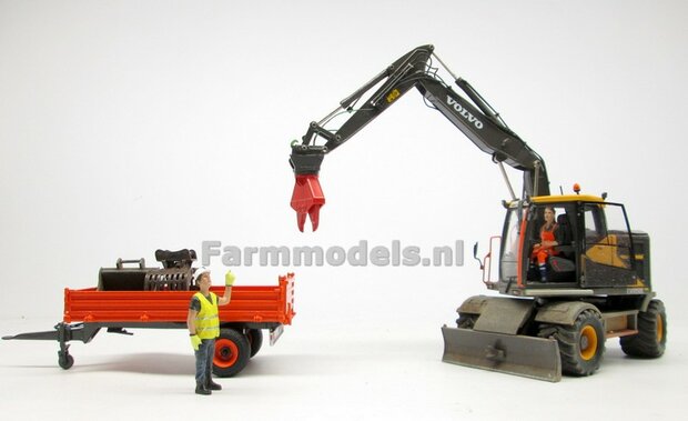 BOUWKIT Betonschaar/ Crusher ROOD OSHUMI FE500, geschikt voor S6/ S60 koppeling (o.a. Volvo EWR150, Volvo EC220LR, Liebherr 916, Atlas van AT) 1:32 