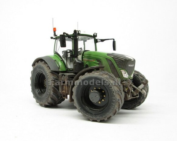 VOORBEELD FOTO&#039;S BLACK Rims STOFLOOK Fendt 939 Vario G2 (2014/Tier IV) Brede banden + spatborden + trekhaak - Antennes 1:32 Wiking Handmatig verbouwd / Manually rebuilt