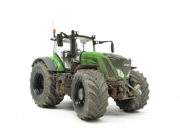 VOORBEELD FOTO&#039;S BLACK Rims STOFLOOK Fendt 939 Vario G2 (2014/Tier IV) Brede banden + spatborden + trekhaak - Antennes 1:32 Wiking Handmatig verbouwd / Manually rebuilt