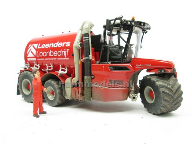 COMBISET: Dirty &amp; ND-VERVAET Hydro Trike XL STOF- &amp; MESTLOOK + VEENHUIS Bouwlandbemester (Verkruimelrollen) RED TANK + Leenders LOGO 1:32   MM1819-Leenders-5-COMBI-D