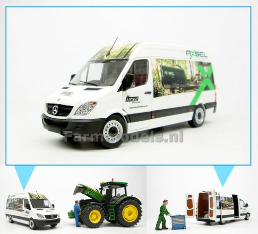 HENCON AXSEL JOHN DEERE Custom Made Mercedes-Benz Sprinter WIT + opdruk Hencon Forestry 1:32  MM1905-01-R 