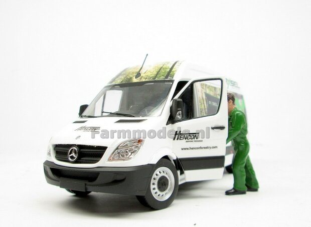 HENCON AXSEL JOHN DEERE Custom Made Mercedes-Benz Sprinter WIT + opdruk Hencon Forestry 1:32  MM1905-01-R 