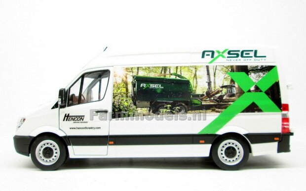 HENCON AXSEL JOHN DEERE Custom Made Mercedes-Benz Sprinter WIT + opdruk Hencon Forestry 1:32  MM1905-01-R 