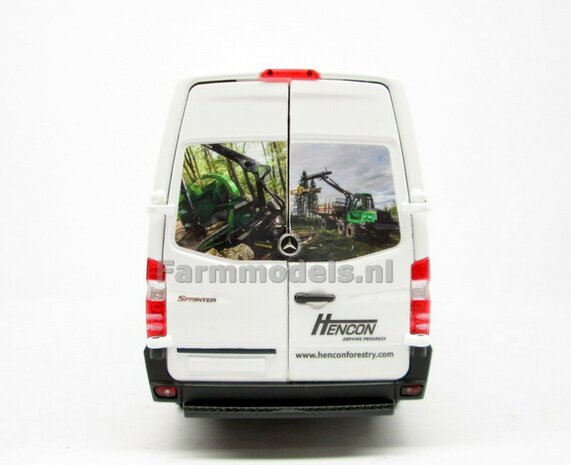 HENCON AXSEL JOHN DEERE Custom Made Mercedes-Benz Sprinter WIT + opdruk Hencon Forestry 1:32  MM1905-01-R 