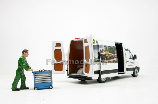 HENCON AXSEL JOHN DEERE Custom Made Mercedes-Benz Sprinter WIT + opdruk Hencon Forestry 1:32  MM1905-01-R 