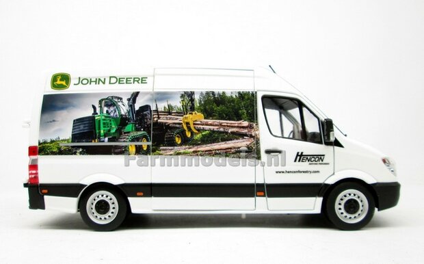 HENCON AXSEL JOHN DEERE Custom Made Mercedes-Benz Sprinter WIT + opdruk Hencon Forestry 1:32  MM1905-01-R 