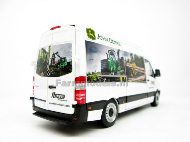 HENCON AXSEL JOHN DEERE Custom Made Mercedes-Benz Sprinter WIT + opdruk Hencon Forestry 1:32  MM1905-01-R 