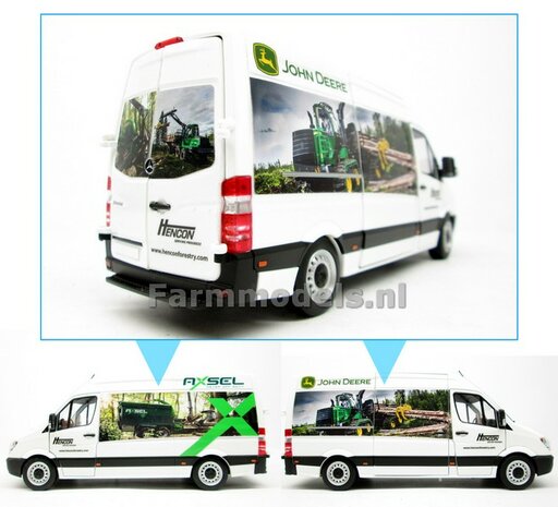 HENCON AXSEL JOHN DEERE Custom Made Mercedes-Benz Sprinter WIT + opdruk Hencon Forestry 1:32  MM1905-01-R 