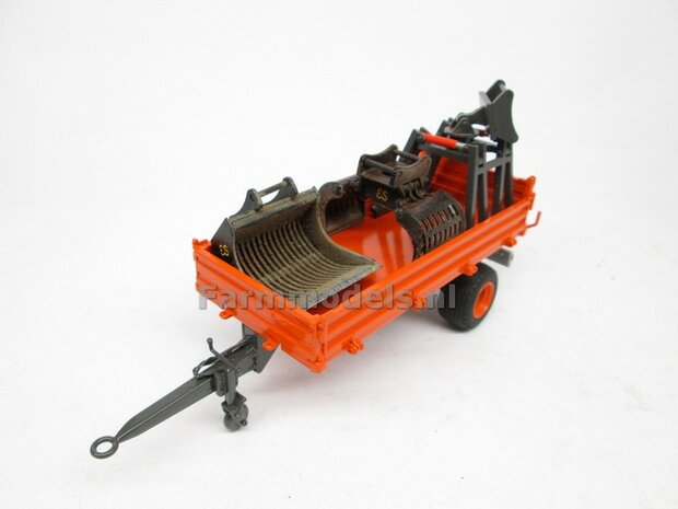 VOORBEELD FOTOS Rebuilt: Enkel asser Bakkenwagen oranje en grijs geschikt voor div. mobiele kranen &amp; shovels 1:32 