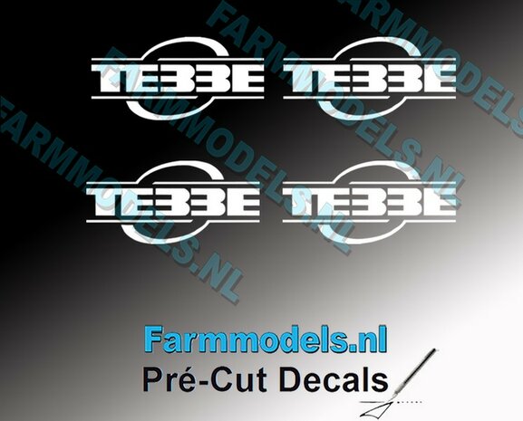 Tebbe logo 4x decals 6 mm hoog  1:32 Farmmodels.nl 