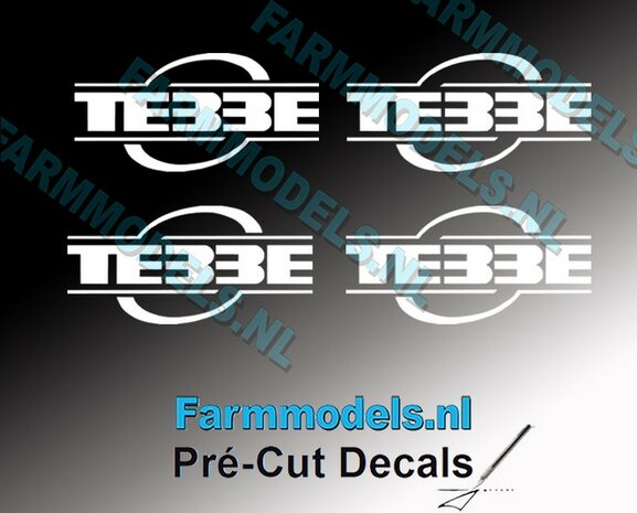 Tebbe logo 4x decals 9 mm hoog  1:32 Farmmodels.nl 