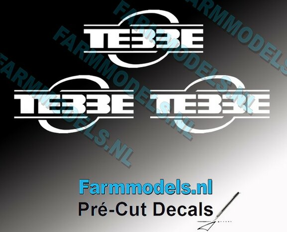 Tebbe logo 3x decals 12 mm hoog  1:32 Farmmodels.nl 