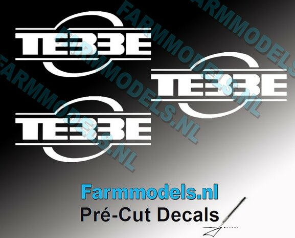 Tebbe logo 3x decals 15 mm hoog  1:32 Farmmodels.nl 
