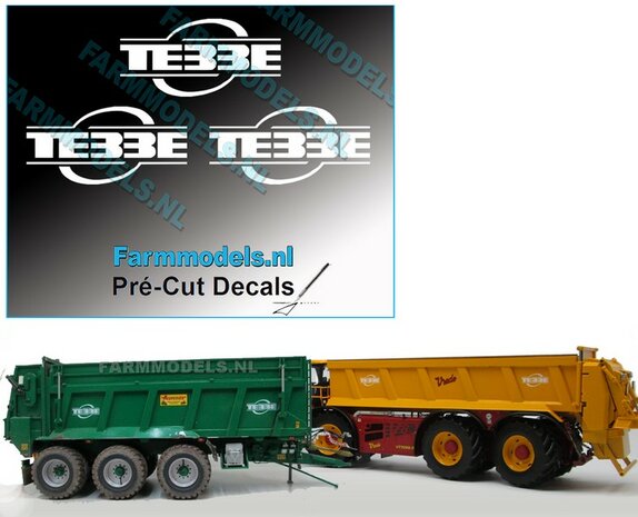 Tebbe logo 3x decals 12 mm hoog  1:32 Farmmodels.nl 