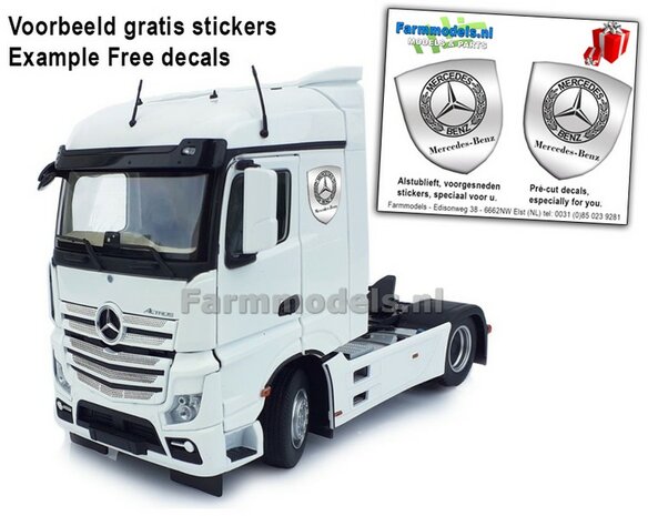 Mercedes-Benz Actros Streamspace 4x2 White met Free Gift Mercedes (Silver Shield) Decals 1:32 MM1907-01   